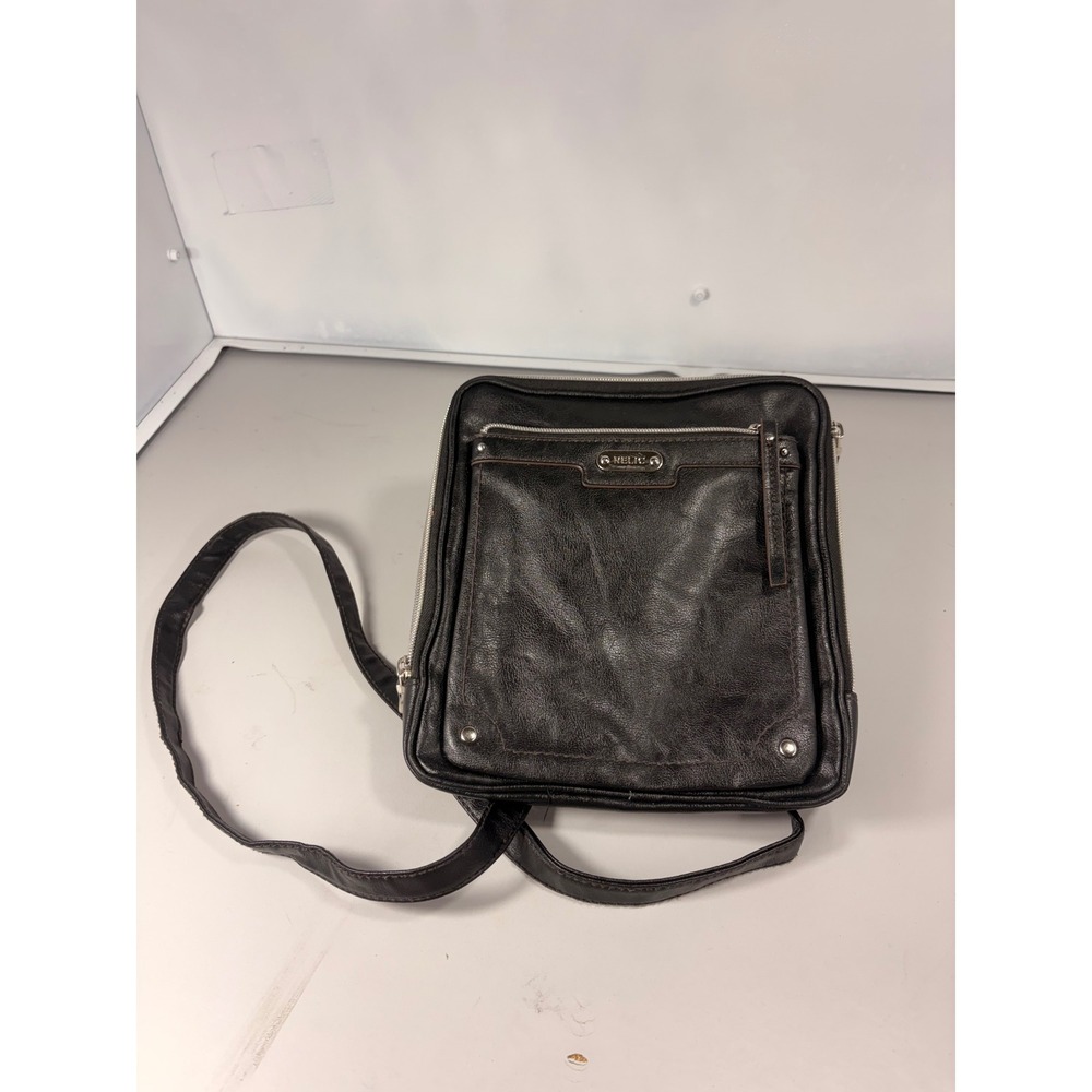 Relic Black Faux Leather Crossbody Bag Silver Hardware Square Messenger